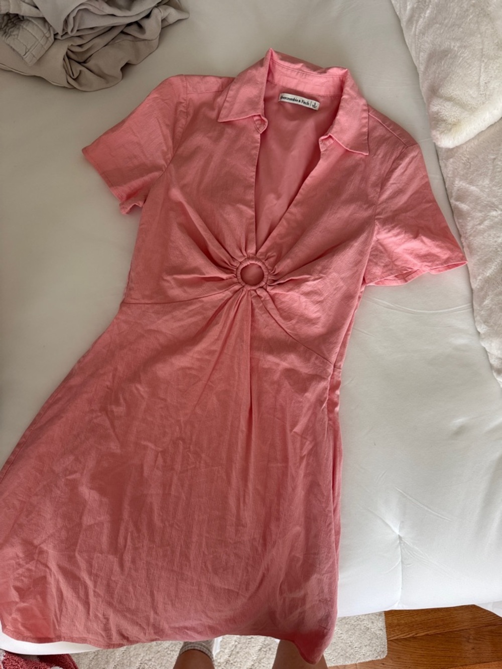 Abercrombie & Fitch Coral Ring-Front Mini Dress